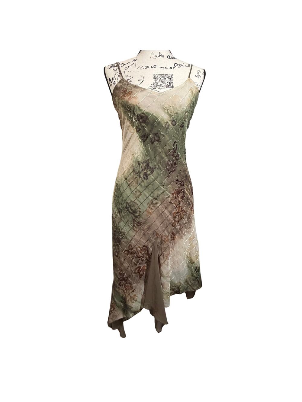 Lg Y2K Vtg Viva You Sequin Midi Dress Fairy Boho Asymmetrical Whimsy Ethereal US